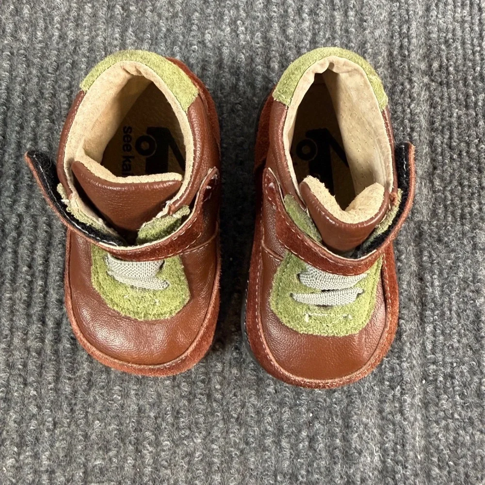 See Kai Run Kids Brown Leather Suede High Top Sneakers Size 3 Hook Loop Strap
